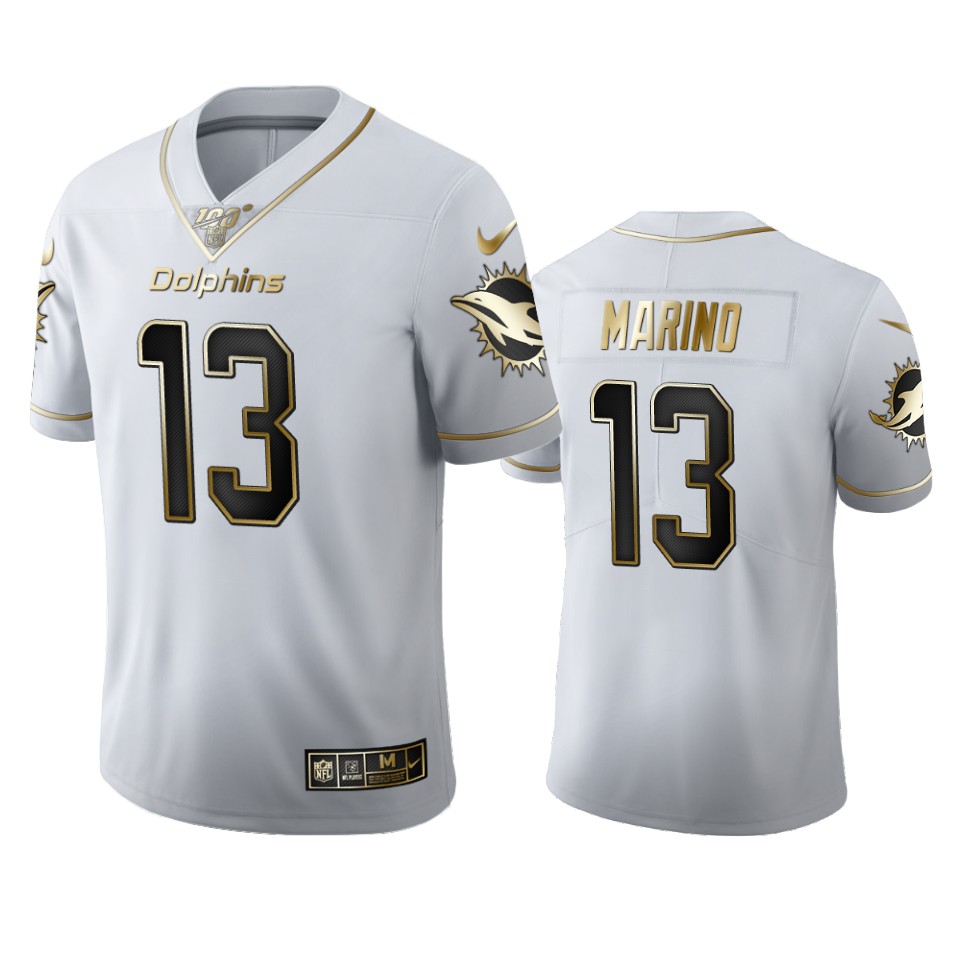 Miami Dolphins #13 Dan Marino Men Nike White Golden Edition Vapor Limited NFL 100 Jersey